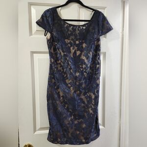 Calvin Klein Blue Sheath Mini Dress with Flutter Cap Sleeves